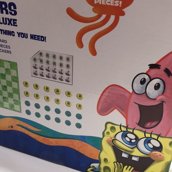 SpongeBob SquarePants Wooden Deluxe Checker Set Nickelodeon New Sealed Game - Picture 13 of 14